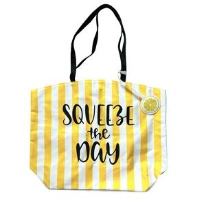 Lemon tote bag Yellow and White Striped squeeze the day
